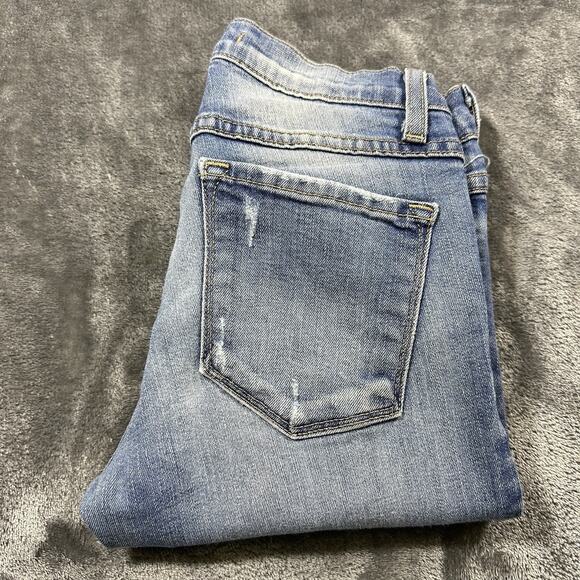 Flying Monkey Jeans Womens 24 Blue Low Rise Skinny Preppy Distressed Denim Pants - Picture 1 of 14